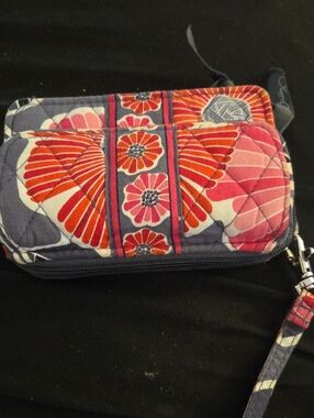Vera Bradley Pink Red Purple Floral Quilted Wristlet Wallet